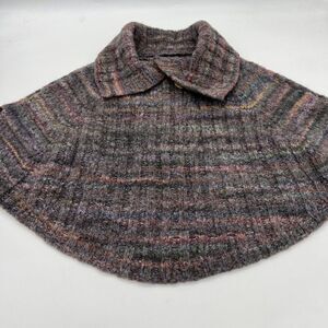 Maison Pholya Wool Blend Knit Cowl Neck Poncho Sweater s/m italy